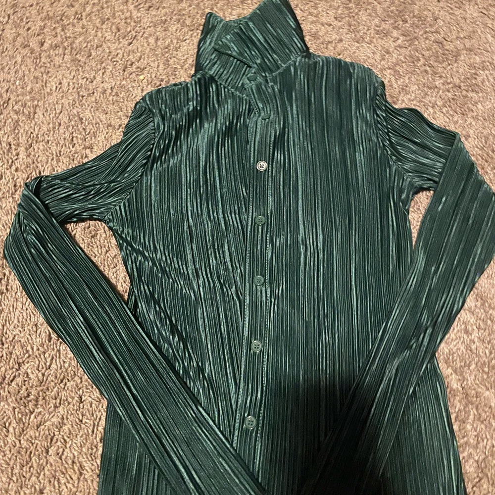 NOBO Dark Green Pleated Top